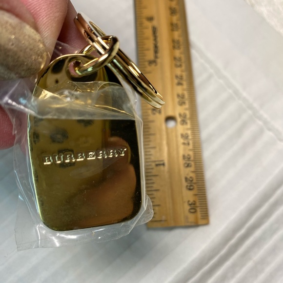 NEW BURBERRY Gold/Blue Enamel Check Key FOB/Key Chain🔥Textured🔥sealed🔥Great🎁 - Picture 8 of 13